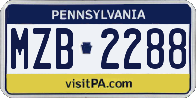 PA license plate MZB2288
