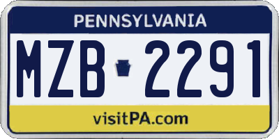 PA license plate MZB2291