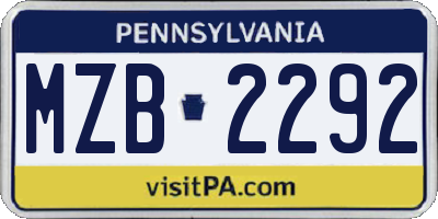 PA license plate MZB2292