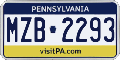 PA license plate MZB2293