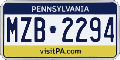 PA license plate MZB2294