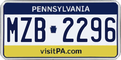 PA license plate MZB2296