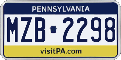 PA license plate MZB2298