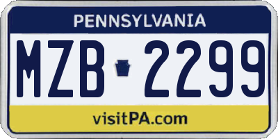 PA license plate MZB2299