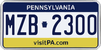 PA license plate MZB2300