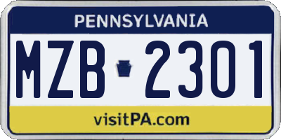 PA license plate MZB2301