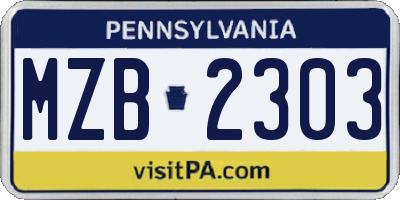 PA license plate MZB2303