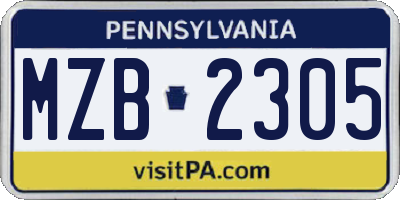 PA license plate MZB2305