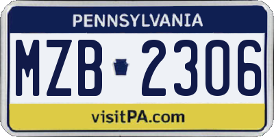 PA license plate MZB2306