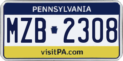 PA license plate MZB2308