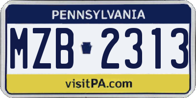 PA license plate MZB2313