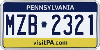 PA license plate MZB2321