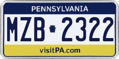 PA license plate MZB2322