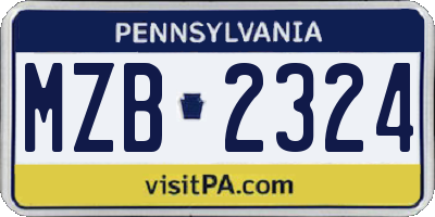 PA license plate MZB2324