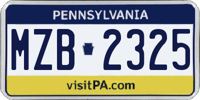 PA license plate MZB2325
