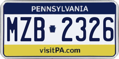 PA license plate MZB2326