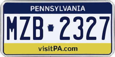 PA license plate MZB2327
