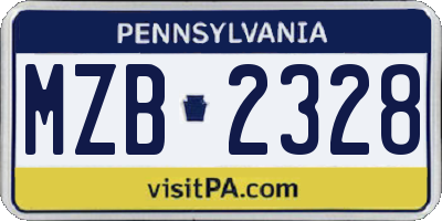 PA license plate MZB2328