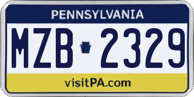 PA license plate MZB2329