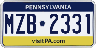 PA license plate MZB2331