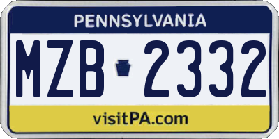 PA license plate MZB2332
