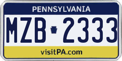 PA license plate MZB2333