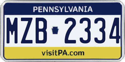 PA license plate MZB2334