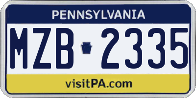 PA license plate MZB2335