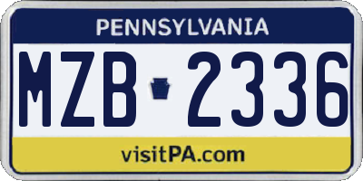 PA license plate MZB2336