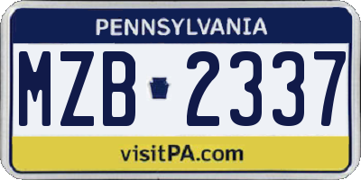 PA license plate MZB2337