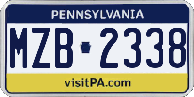 PA license plate MZB2338