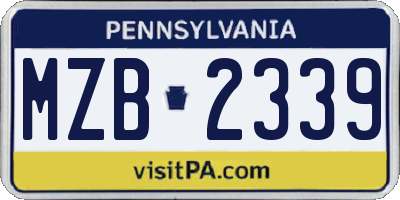 PA license plate MZB2339