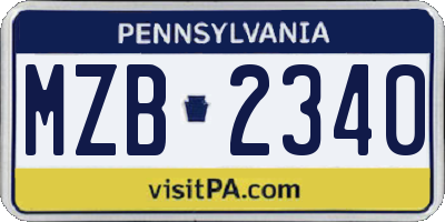 PA license plate MZB2340