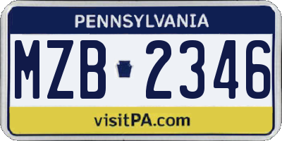 PA license plate MZB2346