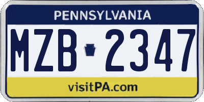 PA license plate MZB2347