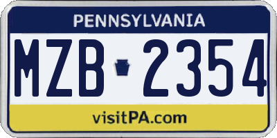 PA license plate MZB2354
