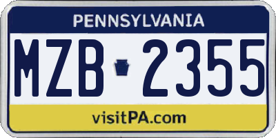 PA license plate MZB2355