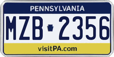 PA license plate MZB2356