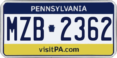 PA license plate MZB2362