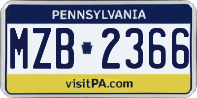 PA license plate MZB2366
