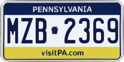 PA license plate MZB2369