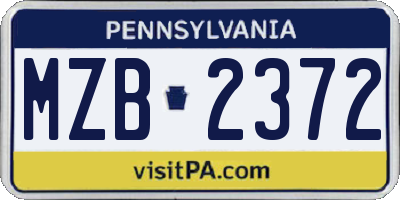 PA license plate MZB2372
