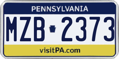 PA license plate MZB2373