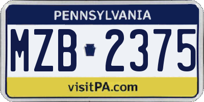 PA license plate MZB2375