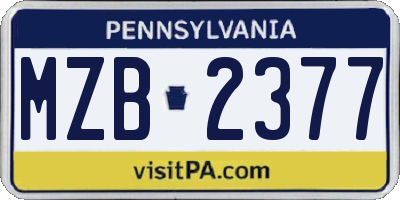 PA license plate MZB2377