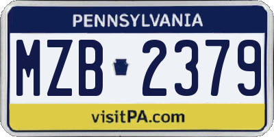 PA license plate MZB2379