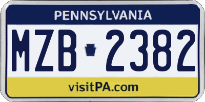 PA license plate MZB2382