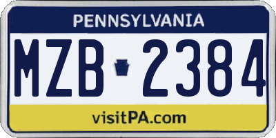 PA license plate MZB2384