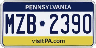 PA license plate MZB2390