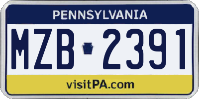 PA license plate MZB2391